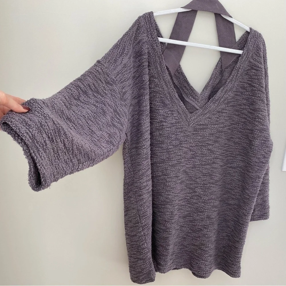 Free People FP Beach Oversized Sweater Tunic Brown-ish Gray Blend M/L